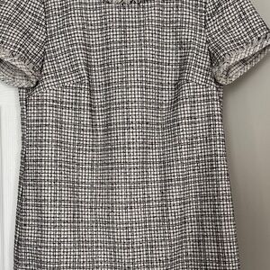 CeCe Black and White Grid Shift Mini Dress